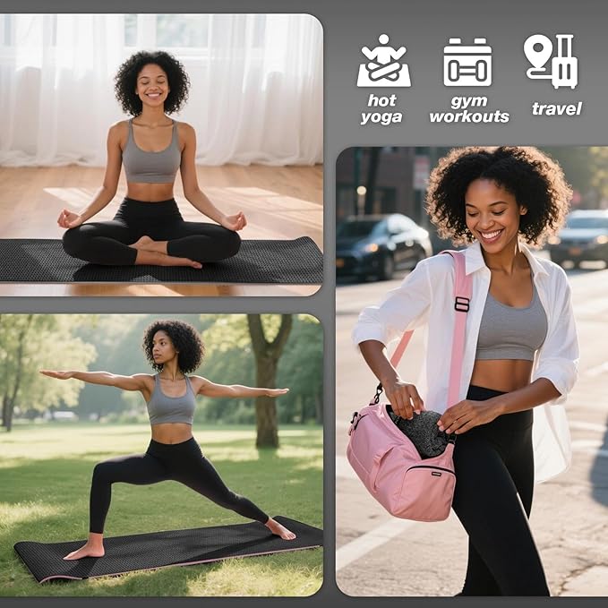 Hot Yoga Towel 2 Pack Yoga Mat Towels Microfiber Yoga Towels for Hot Yoga Non Slip Absorbent Anti-Slip Cover Hot Pilates Exercise Fitness 24 inch X 72 inch Black