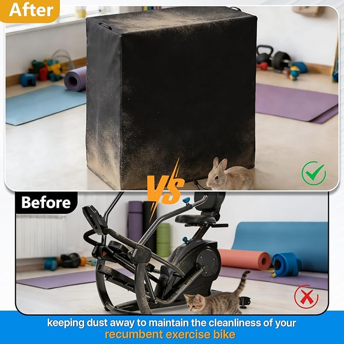 Elliptical Exercise Machine Cover compatible with Teeter Recumbent Cross Trainer Stepper ‎LT1(Cover Only), 420D Recumbent Exercise Bike Cover, 55.9"L x 38.6"W" x 52.4"H, For Home Gym Garage