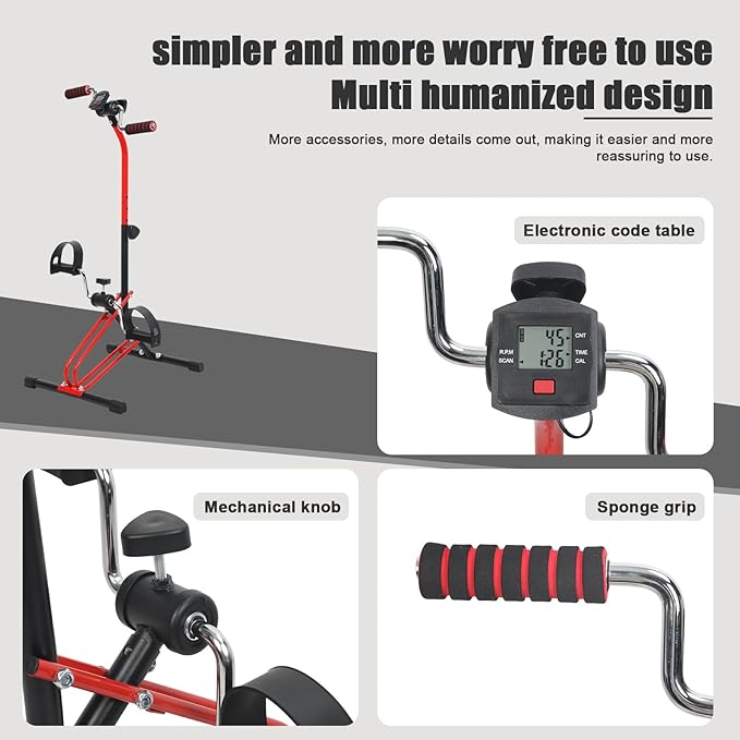 Recumbent Exercise Bikes for Home Seniors, Pedal Exerciser Bike for Hand Leg Knee, Sitting Pedal Exerciser, Elderly Home Dual Pedal Exercise Bike for Full Body - Gift for Elderly