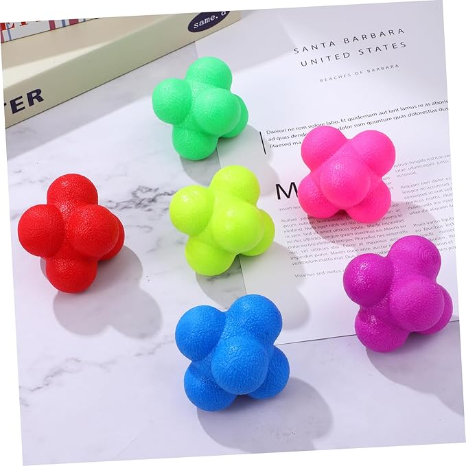 ibasenice 6Pcs Hexagonal Reaction Training Balls Agility Exercise Balls for Goalkeeper Training Enhance Reaction Speed Hand Eye Coordination for Sports Family Fun