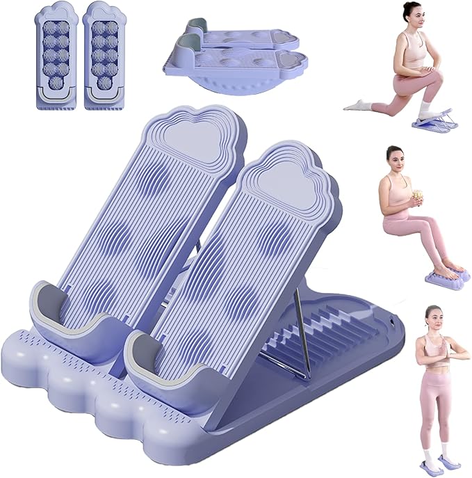 Slant Board, 3 in 1 Calf Stretch Board with Foot Massager & Resistance Bands, 12-Level Adjustable Incline Calf Stretcher for Relieving Calf Ankle Achilles Pain, Balance Exercise Trainer