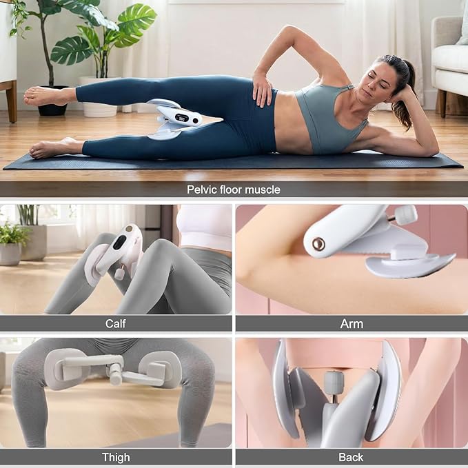 Inner Thigh & Pelvic Floor Trainer for Women, Adjustable Hip Toner with LED Counter, Compact Kegel Exercise Device for Home, Office & Postpartum