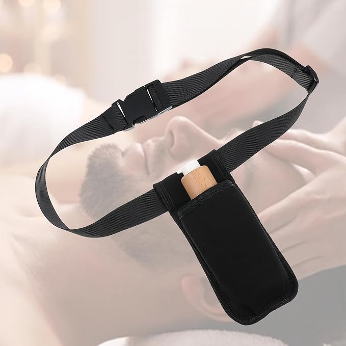 Massage Bottle Bag Lotion Oil Waist Holder Organizer Therapist Bag Adjustable Durable Black Portable Storage Pouch Belt Hanging Easy Access Accessories Gifts 1Pcs