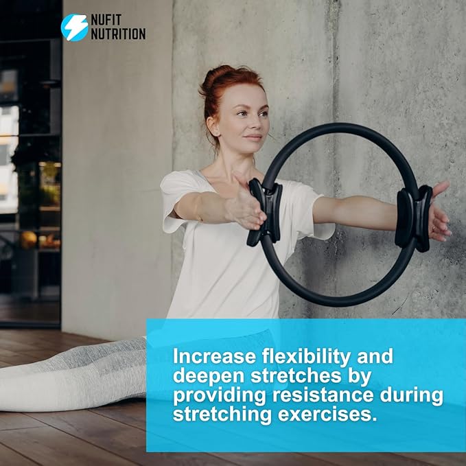 NuFit Pilates Ring Fitness Circle - 15" Inch - Best Home Workout Equipment for Thigh/Legs, Arms and Core, Pilates Reformer Ring for Men and Women