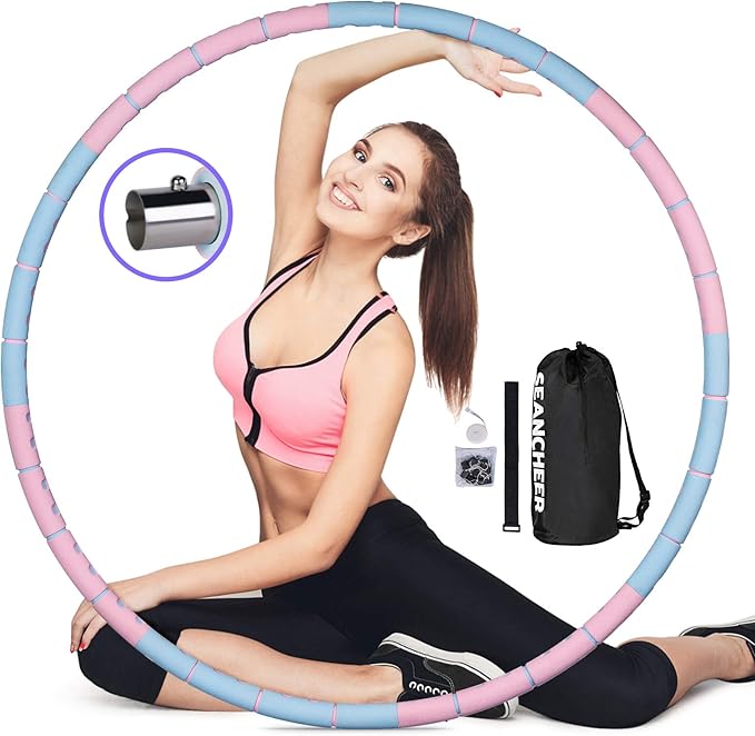 Weighted Detachable Exercise Ring, 2 to 5lb Adjustable, 8 Sections Portable for Indoor and Outdoor, Great for Adults and Beginners, by SEANCHEER