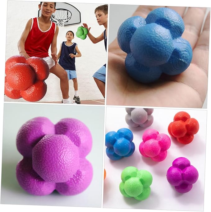 3pcs Hexagonal Reaction Ball Set High Elasticity Fitness Agile Training Balls for Exercise and Agility Training Suitable for Skill Levels Random Color