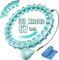 Coolboss Weighted Workout Hula Circle 33 Knots Infinity Hoola Fit Hoop Plus Size for Adult Weight Loss - Smart Exercise Waist Ring, Detachable & Adjustment Silent Fitted Equipment Cyan