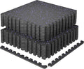 SUPERJARE 0.79'' Extra-Thick Exercise Equipment Mats, 18 Pcs 72 Sq Ft Rubber Top Floor Tiles with High Density EVA Foam, Interlocking Gym Flooring for Home Gym, Protective Workout Mat, Black/Purple