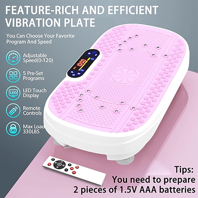 Vibration Plate Exercise Machine, Whole Body Workout Vibration Fitness Platform, Shake Board Sport, Adjustable Speed, Compact Portable Design, Supports up to 330lbs