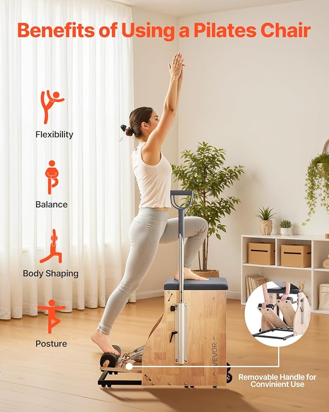 VEVOR Pilates Reformer Machine, Pilates Workout Equipment for Home Gym Studio Use, Pilates Reformer with Sitting Box and Jumpboard，fit for Beginners & Advanced Users