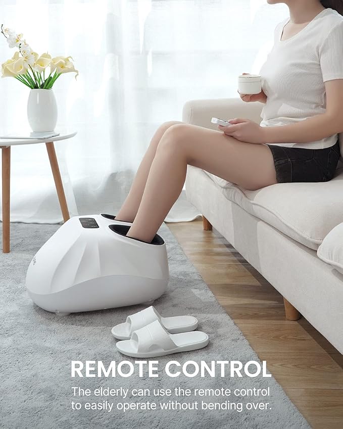 RENPHO Foot Massager Machine with Heat [2026 Upgraded], Shiatsu Foot Massager for Neuropathy, Plantar Fasciitis Massager for Men Women Mom Dad, Up to Size 14, White