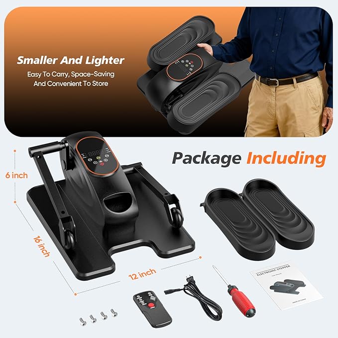 Under Desk Elliptical Machine, Electric Elliptical Leg Exerciser for Seniors with 15 Adjustable Speeds, Quiet Elliptical Exercise Machine, Mini Seated Pedal Exerciser with Remoter Home Office(Black)