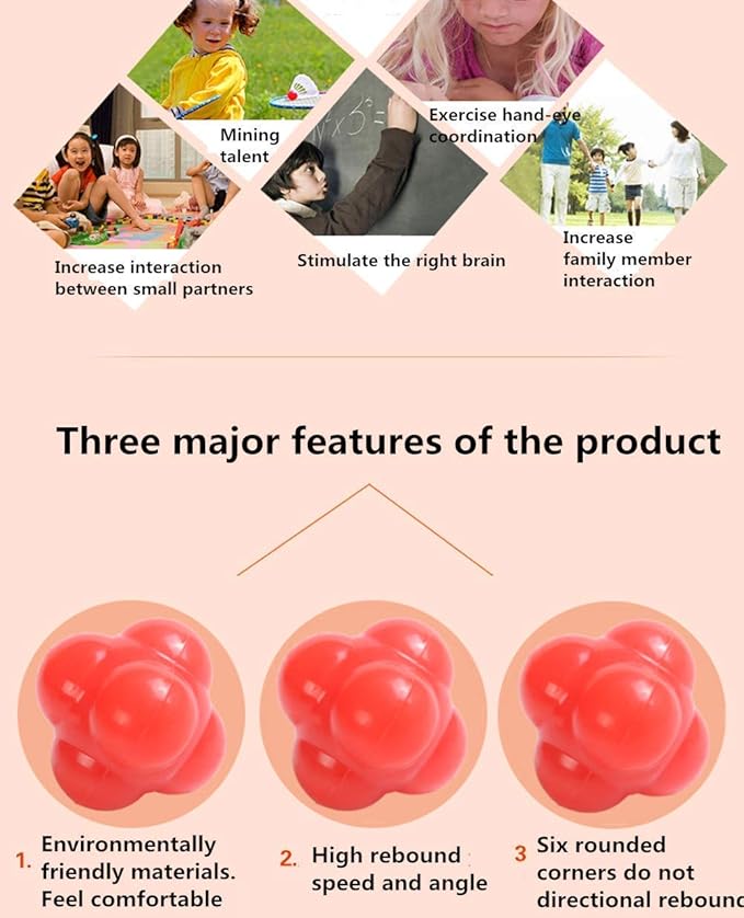 Reaction Ball, 6-Sided Agility Training Ball for Baseball, Soccer, Lacrosse, Basketball, Softball, Hand-Eye Coordination Training Equipment