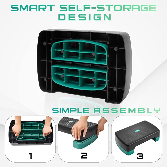 Yes4All Aerobic Exercise Step Platform, Exercise Stepper with Risers for Cardio and Strength Training, Workout Stepper for Home Gym