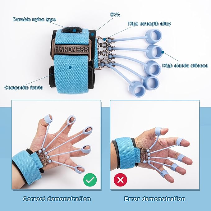 Finger Strengthener Band Exerciser Trainer ,Finger Resistance Band for Hand Grip Strength Forearm Stretching Rehabilitation Fitness Assist for Arthritis, Carpal Tunnel for Muscle Building and Injury Recovery.