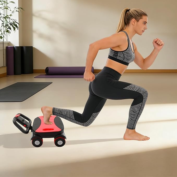 Ab Roller Wheel, 4-Wheel Abdominal & Core Strength Trainer for Home Gym Fitness, Exercise Wheel with Knee Pad for Beginners to Advanced Users