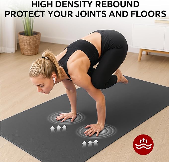 Extra Large Yoga Mat 6'x4'(1/3" & 1/4" Thick), Non-Slip, Ultra Durable, Wide Workout Mat, Wide Exercise Mats for Home Workouts, Yoga, Pilates, Stretching (Barefoot Exercise)