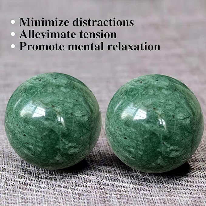 Traditional Chinese Baoding Balls, Marble Health Exercise Stress Relief Balls, Dark Green, 2-Piece Set (Dark Green, Small-1.38")