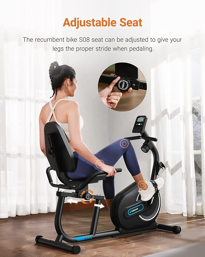 MERACH Recumbent Exercise Bikes for Home with Smart Bluetooth Equipment Exercise Bikes App,LCD,Heart Rate Handle Stationary Bikes for Home, Magnetic Recumbent Exercise Bike for Seniors Gym S08/S23