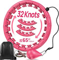 Weighted Exercise Hoop Plus Size, 32 Detachable Knots for Adults & Beginners, 2 in 1 Abdomen Fitness Massage Non Fall Smart Hooola Hoop with Auto Spinning Ball