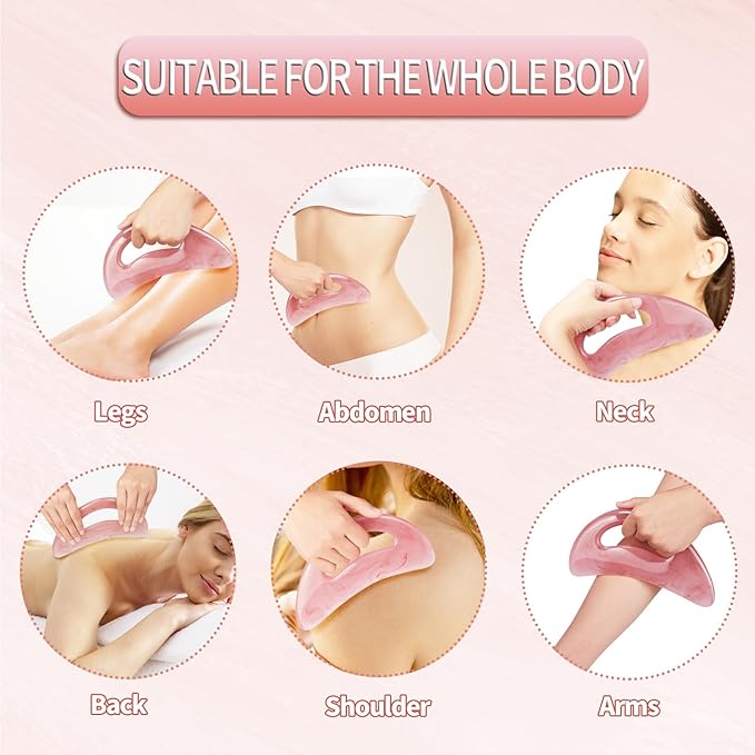 Professional Gua Sha Massage Tool for Body Contouring & Anti-Cellulite, Large Resin Lymphatic Drainage Board with Dual-Sided Design - Face and Back Massager for Women/Men, Home Spa Care(Pink)