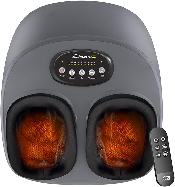 Snailax Shiatsu Foot Massager with Heat, Compression, Vibration, Electric Foot Massager Machine for Plantar Fasciitis, Neuropathy,Kneading, Foot Warmer with Remote Control, Size 13