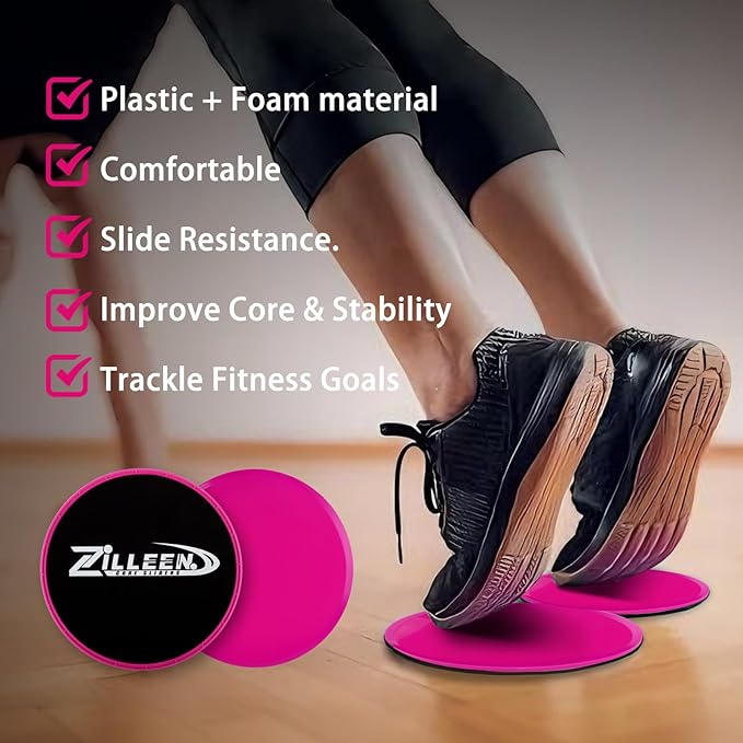 ZILLEEN Exercise Sliders for Working Out Fitness Discs for Pilates Women Men, 2 Pack