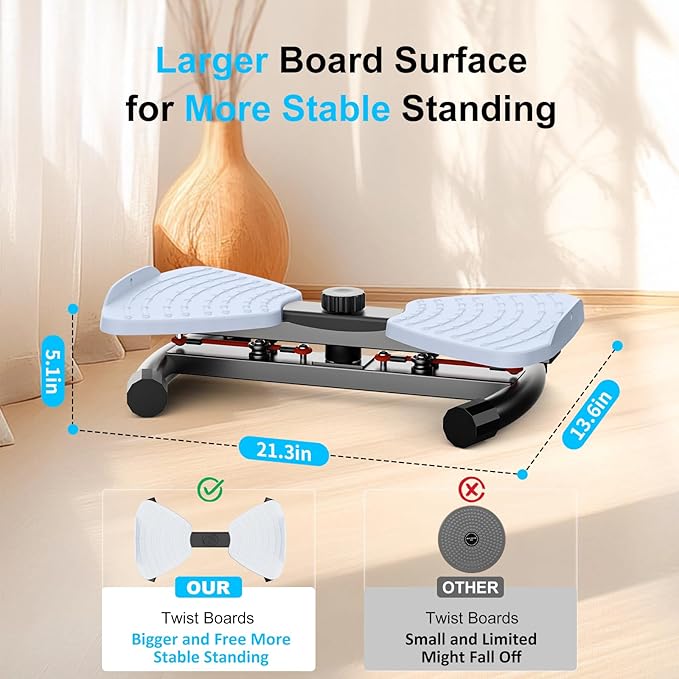 Waist Twister Machine with Resistance Band, Silent Exercise Twist Board for Core & Belly Fat Workout, Non-Slip Home Fitness Disc for Men & Women