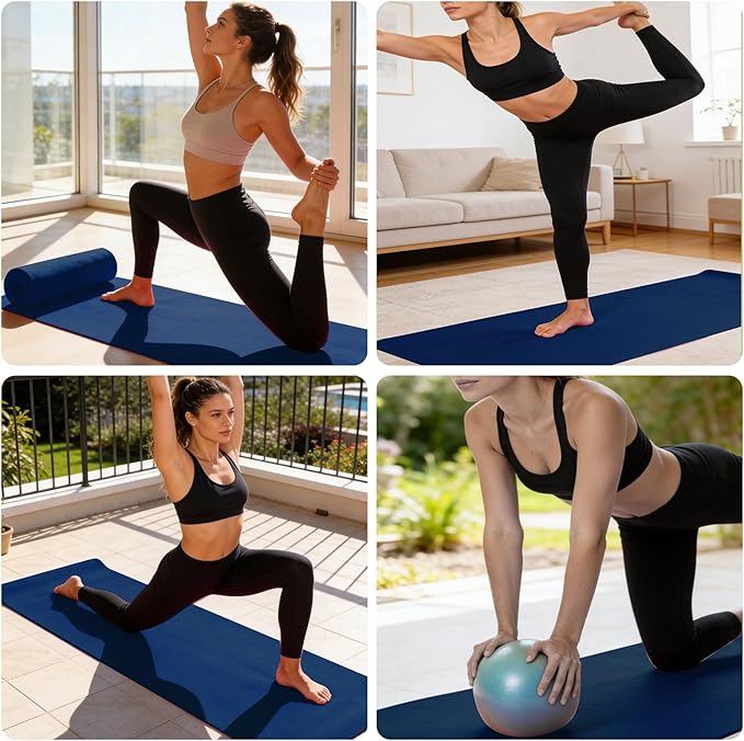 3 Pack Hot Yoga Towels with Plum Blossom Dots, Navy Blue Non-Slip Yoga Mat Towel, Super-Absorbent Soft Suede Microfiber Towel for Hot Yoga, Pilates, Bikram and Exercise Workout(24" x72",Navy Blue)