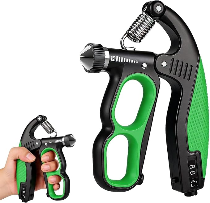 Hand Gripper Strengthener, 11-220LBs Adjustable Resistance Grip Strength Trainer with Counter, Forearm Exerciser for Injury Recovery and Muscle Building