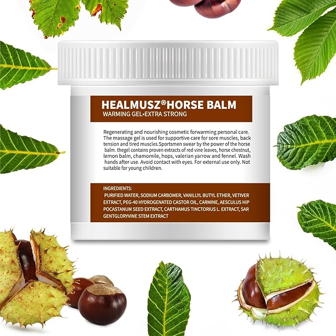Pferdebalsam Horse Balm Gel 8.8 oz, Extra Warm Massage Gel with Horse Chestnut & Safflower, Soothing Comfort for Tired Muscles & Body