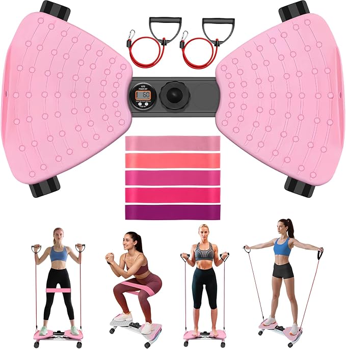 HEH Waist Twister Machine Exercise, Adjustable Ab Twister Board with Digital Display, Waist Twister with 5 Resistance Bands, 450lbS Capacity & 20dB Ultra-Quiet, Anti-Slip Home Gym Workout Equipment for Men Women