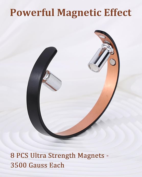 BioMag 2Pcs 99.99% Copper Bracelet for Women, Adjustable Magnetic Bracelets Bangle Cuff with 3500 Gauss Magnets, Jewelry Gift