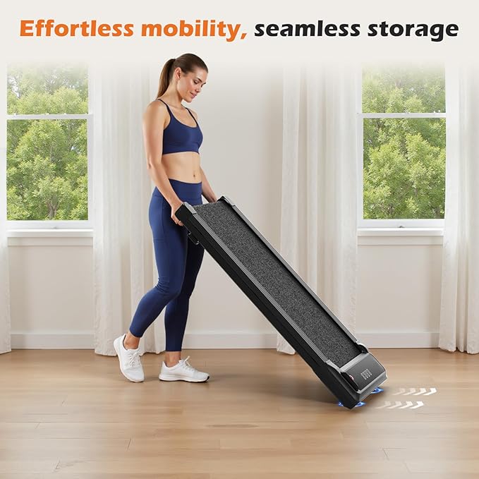 Sweetcrispy Compact Treadmill for Small Spaces, Quiet Under-Desk Walking Pad, Slim & Portable Design for Home Office Workouts, Easy to Store, Ideal for Apartments and Work-from-Home Fitness
