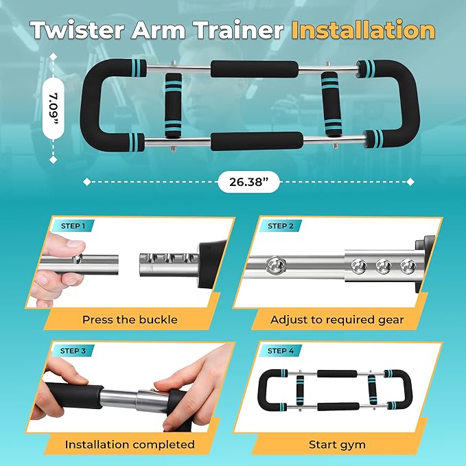 Twister Arm Trainer Adjustable Resistance (30–140 lbs) – Upper Body Strength Trainer for Chest, Arms & Grip, Portable Home Exercise Equipment for Men & Women
