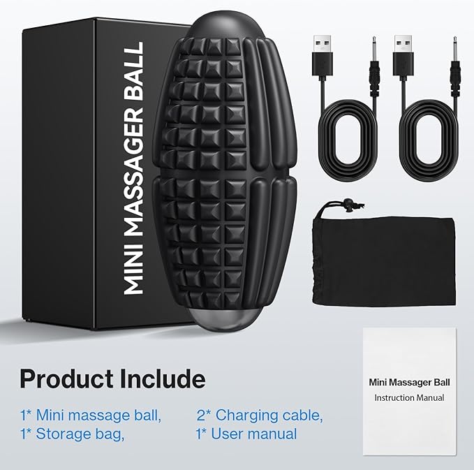 Upgraded Vibrating Massage Ball,4-Speed with Rechargeable,Trigger Point Myofascial Massage Roller Ball for Relieving Muscle Pressure, Electric Massager for Fitness/Yoga/Training (Black)