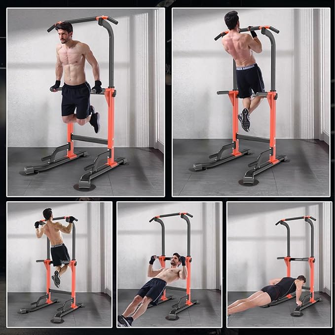 Pull Up Dip Station For Home Gym Strength Training Fitness Workout Station Chin-Ups Push-Ups Pull-Ups Dip-Ups 330LBS T055CDC