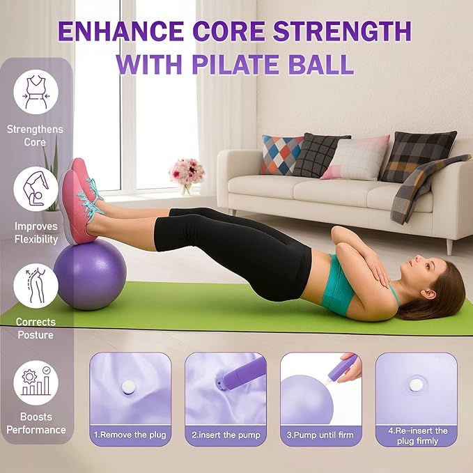 Pilates Starter Kit for Home - Better Pilates Essential Equipment with Adjustable Ankle Wrist Weights, Resistance Bands, Magic Circle Ring, Yoga Ball & Workout Accessories for Women Fitness Toning