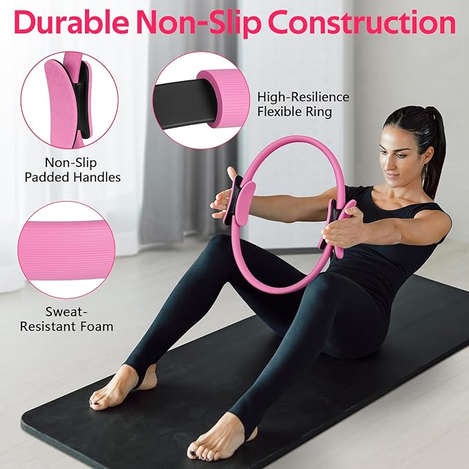 WALITO Home Pilates Kit for Women,Pilates Ring Set with Magic Circle,Resistance Bands,Figure 8 Workout Bands,Mini Ball, Compact Toning Fitness Essentials Starter Set Accessories Gift