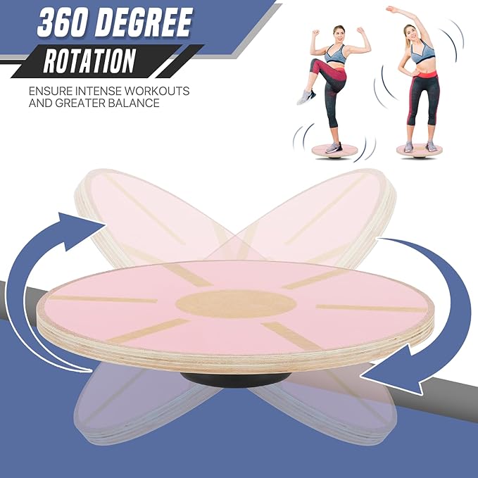 Wooden Wobble Balance Board with 15.5" No-Skid Surface for Core Trainer Physical Therapy, Home Office Exercise Balance Board for Woman & Man