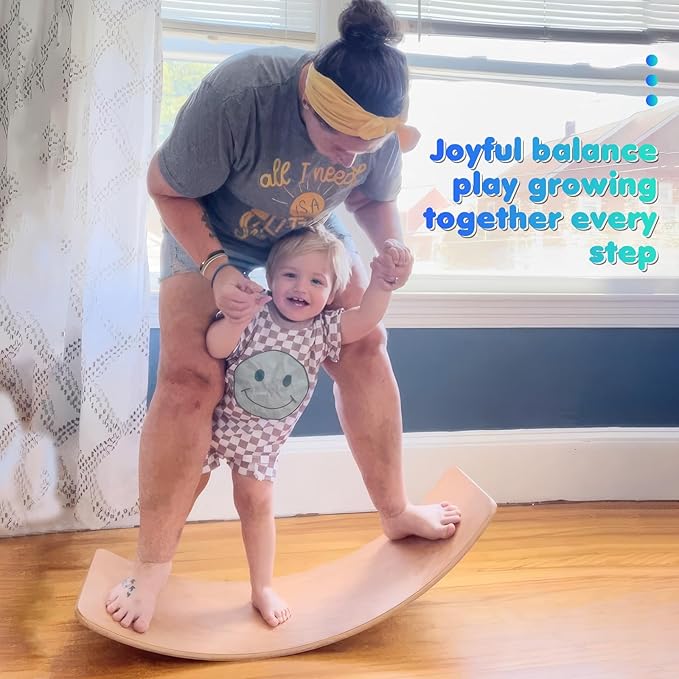 Natural Wood Balance Board for Kids | Montessori Wobble Board for Toddlers & Children Ages 3-8, Open-Ended Waldorf Learning Toy for Indoor Play, Core Balance Trainer, Birthday & Christmas Gift 2026