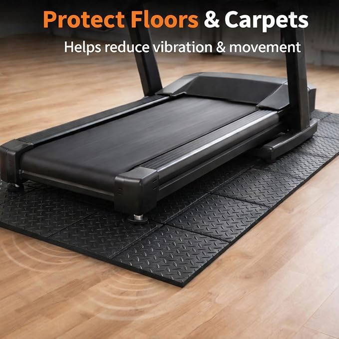 Treadmill Mat 79" x 39", 4mm Thick, for Under Treadmill, Walking Pad & Exercise Bike on Carpet & Hardwood Floors, Non-Slip Stripe Design, Waterproof Floor Protector, Noise & Shock Absorbing