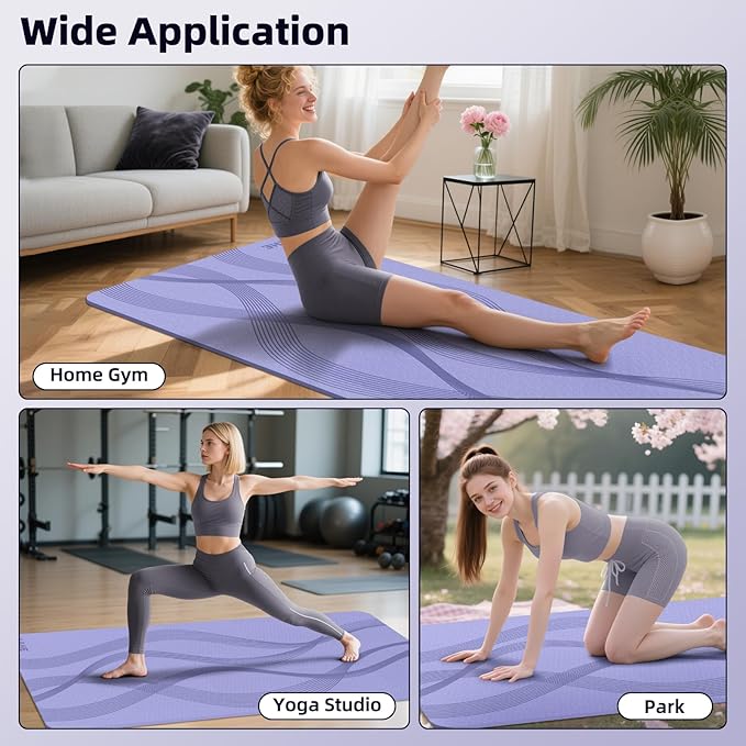 Yoga Mat High Density Exercise Mat, 76"x32"x0.27"Thick Wide & Large Yoga Mat for Women Men, Professional POE Workout Mat for Yoga, Pilates, Fitness & Stretching