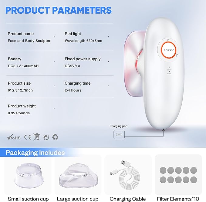 3-in-1 Body Sculpting Machine, 3-in-1 Electric Cellulite Massager, 3 Modes Adjustable Body Sculpting Machine- Home Use Cupping Therapy Tool for Back, Belly, Waist, Arms, Legs - White