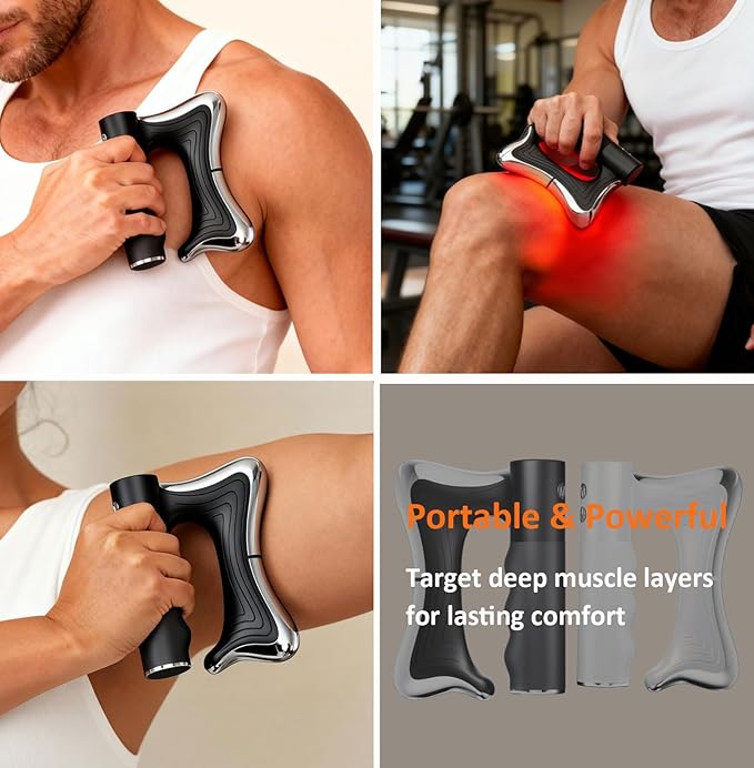 Heated Muscle Scraper Tool –Electric Fascia Knife Massager Heating and Vibration, Muscle Scraper Tool, Body Gua Sha Massage Tool,Fascia Tool Massage Tools for Deep Tissue(Black)