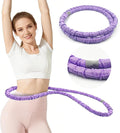 2 lbs Weighted Soft Velvet Hula Hoop Women, Spring Exercise Fitness Hoop Weight Loss Adults Collapsible Portable, No Bruising, for Core Strengt, Waist Toning&Fat Burning, Home Travel Workouts (Purple)