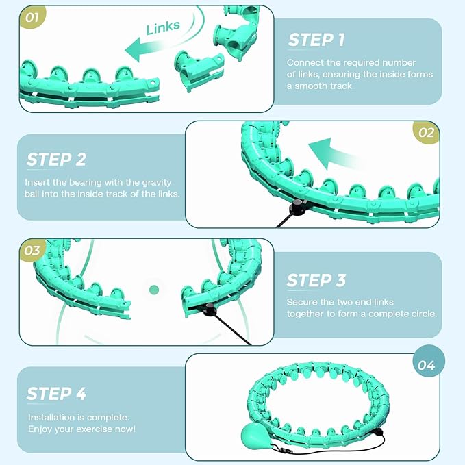 Weighted Hula Infinity Fitness Hoop for Adult Weight Loss, 2 in 1 Smart Fitness Workout Hula Circle Hoops with 27 Detachable Knots, Exercise Fit Hoop Suitable for Women and Beginners