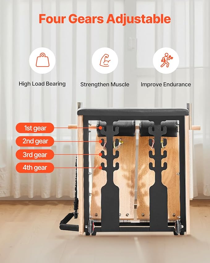 VEVOR Pilates Reformer Machine, Pilates Workout Equipment for Home Gym Studio Use, Pilates Reformer with Sitting Box and Jumpboard，fit for Beginners & Advanced Users
