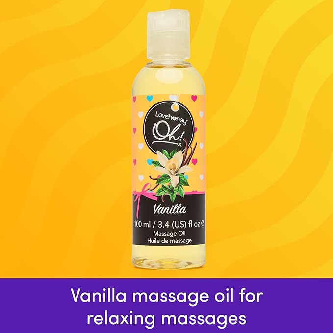 Lovehoney Vanilla Massage Oil - Infused with Essential Oils - Vegetarian Friendly - 3.4fl oz