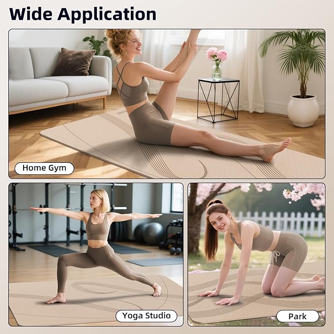 Yoga Mat High Density Exercise Mat, 76"x32"x0.27"Thick Wide & Large Yoga Mat for Women Men, Professional POE Workout Mat for Yoga, Pilates, Fitness & Stretching